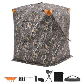 Hunting Blind, 2-3 Person Thermal Ground Blinds with Tri-Leg Chair and Carrying Bag, Portable Camouflage Tent Hunting Blind, 2-3 Person Thermal Ground Blinds with Tri-Leg Chair and Carrying Bag, Portable Camouflage Tent